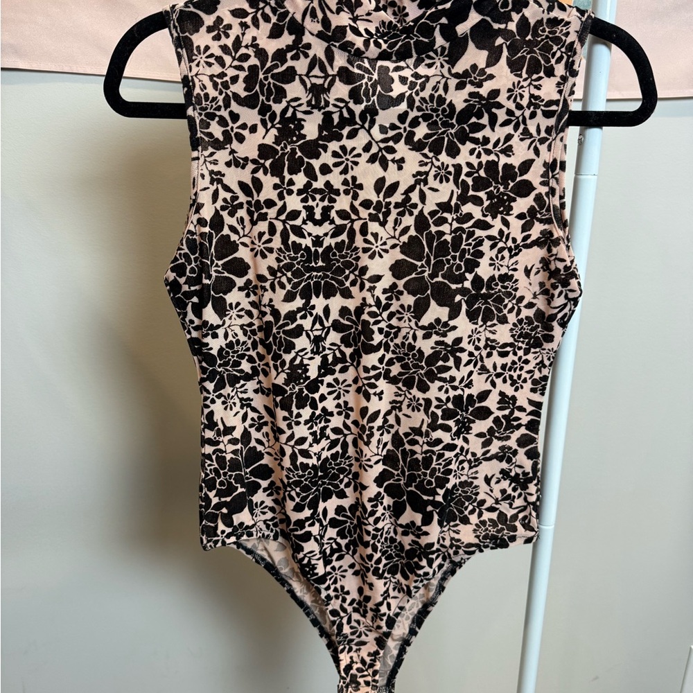 Lulus Velvet Floral Mesh Bodysuit